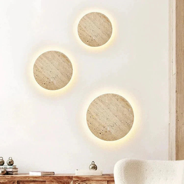 Applique murale ronde minimaliste en travertin LED 1 lumière