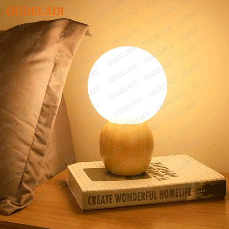 Lampe de chevet Bois en Forme de Boule