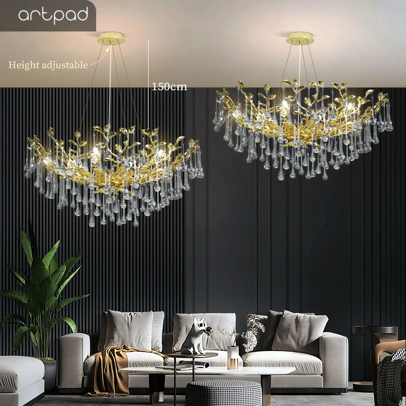 lustre en cristal vintage artpad design élégant pour intérieur moderne