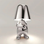 Lampe de Chevet Bonhomme Tactile Rechargeable Or & Argent