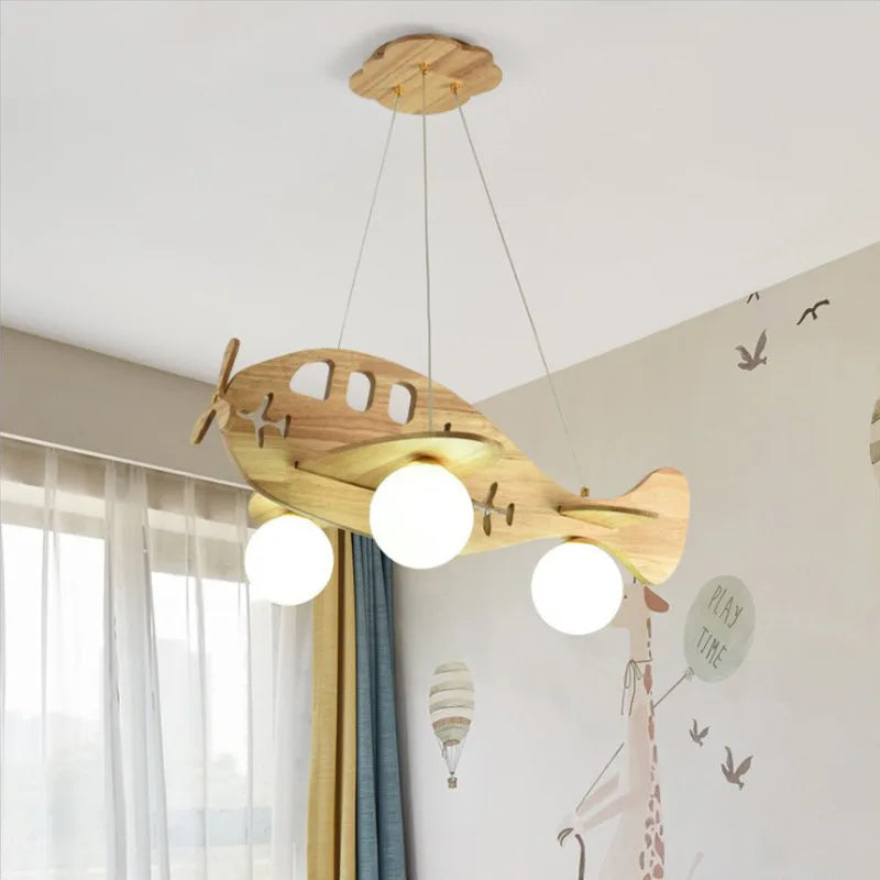 Lustre bois moderne chambre enfant