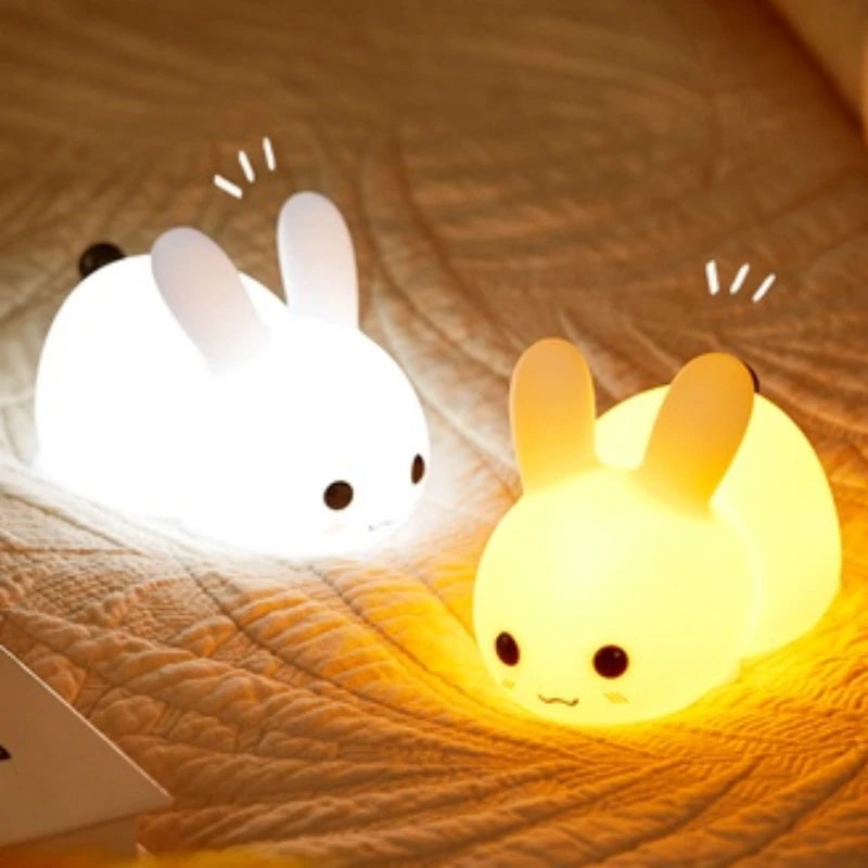 Veilleuse lapin tactile et réglable en silicone pour enfant