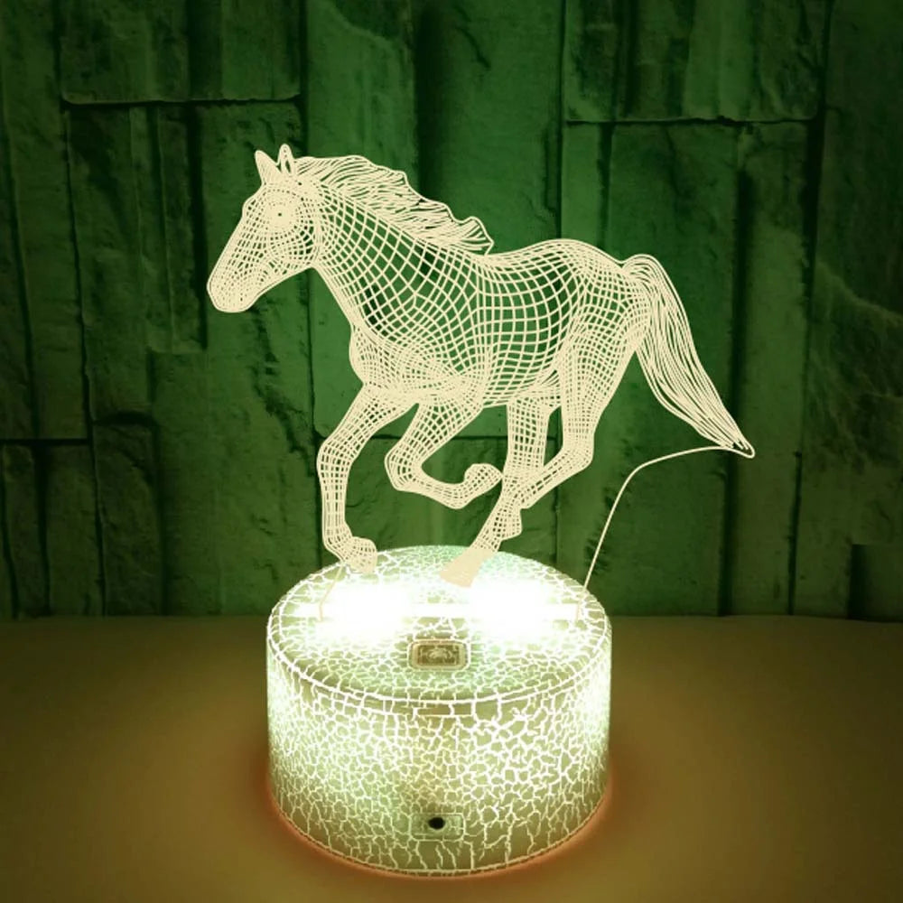 Lampe de chevet 3D LED Cheval