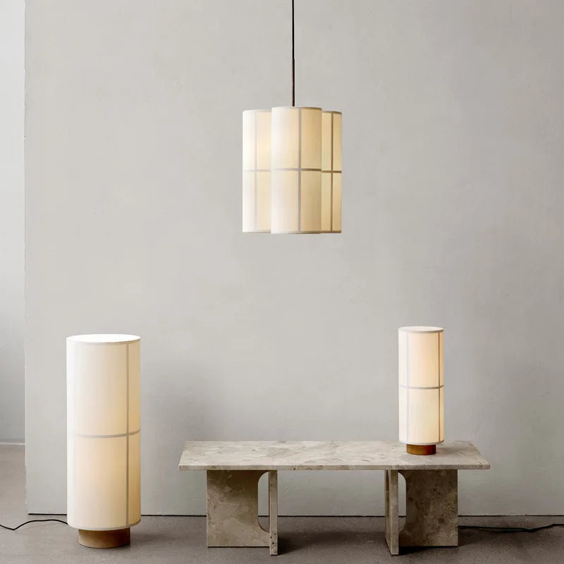 lustre minimaliste vintage abat-jour tissu suspension designer hashira