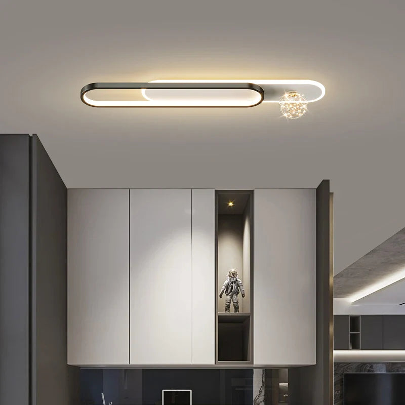 lustre moderne simple de luxe créatif étoilé encastré longue bande