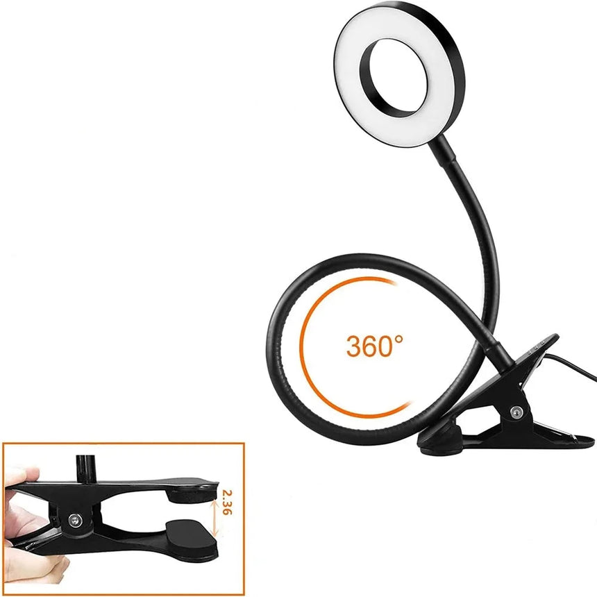 Lampe de bureau Liseuse à Pince Flexible Noir