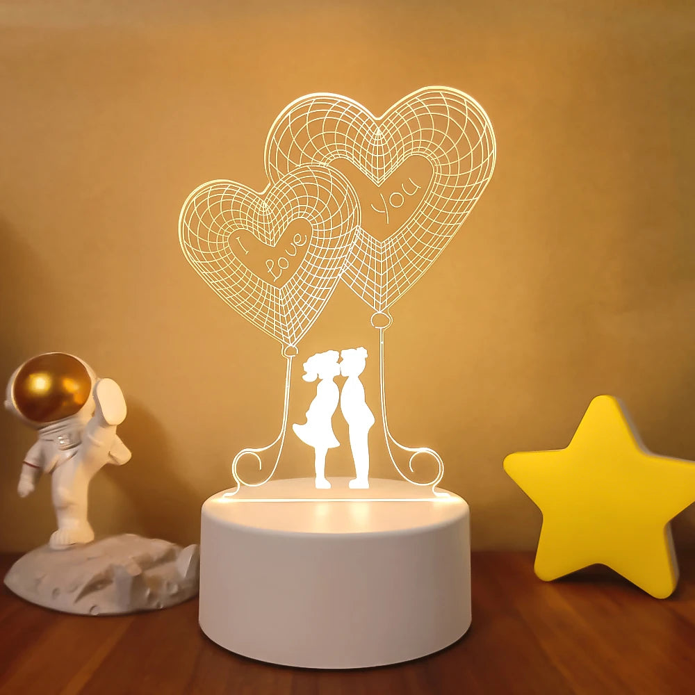 Lampe de chevet 3D pour Amoureux