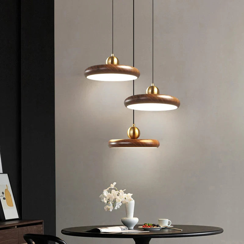 lustre en fer imitation grain de bois luminaires suspendus