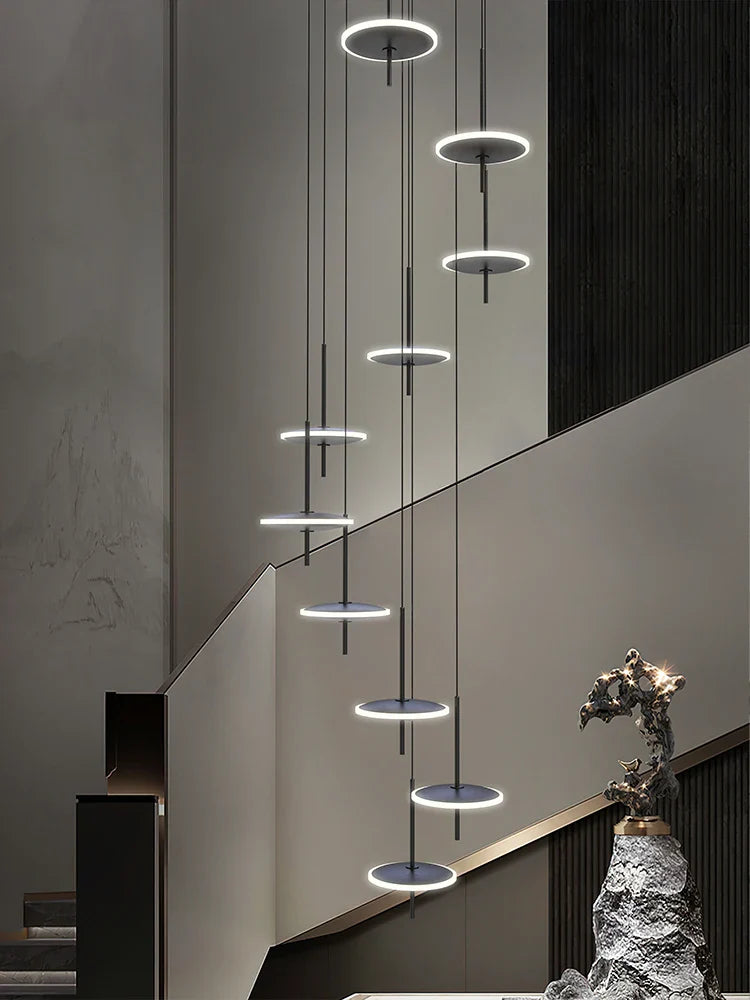 lustre nordique suspendu créatif en acrylique doré à led