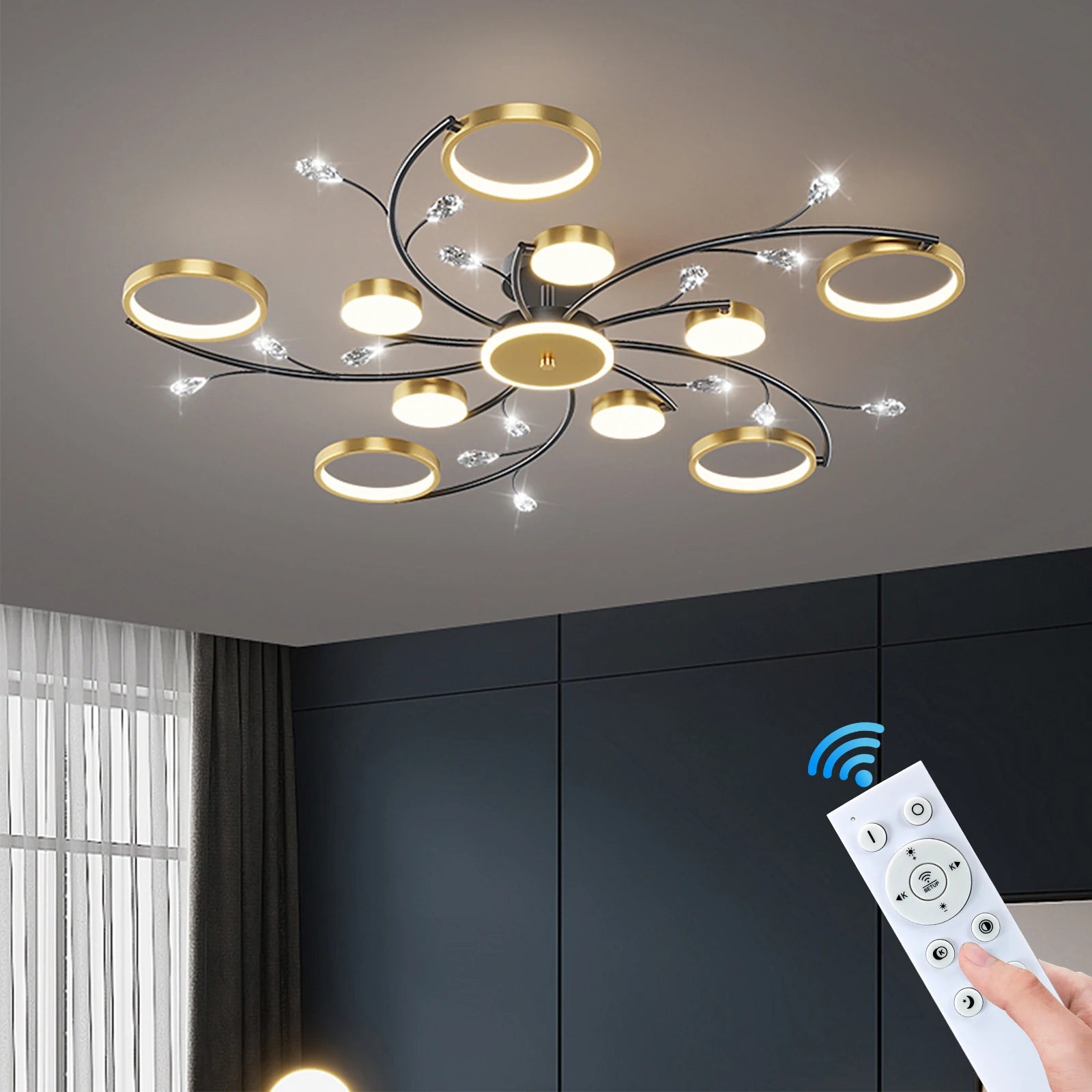 Plafonnier nordique en cristal design moderne créatif rond Pissenlit