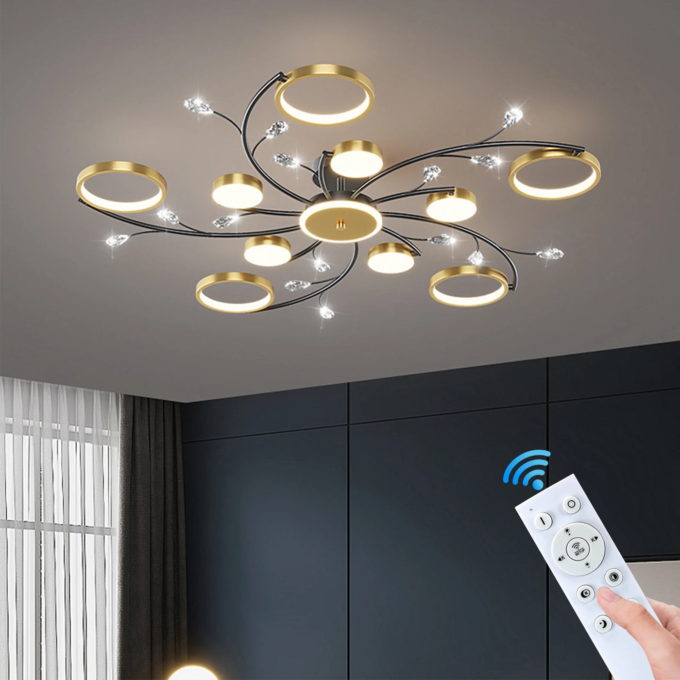 Plafonnier nordique en cristal design moderne créatif rond Pissenlit