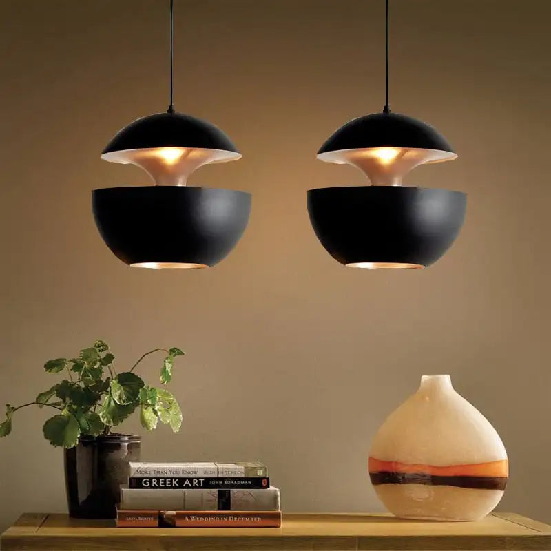 Auralune – Suspension LED Design en Métal Noir et Doré