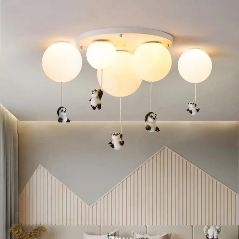 Lustre moderne ours panda LED pour enfants
