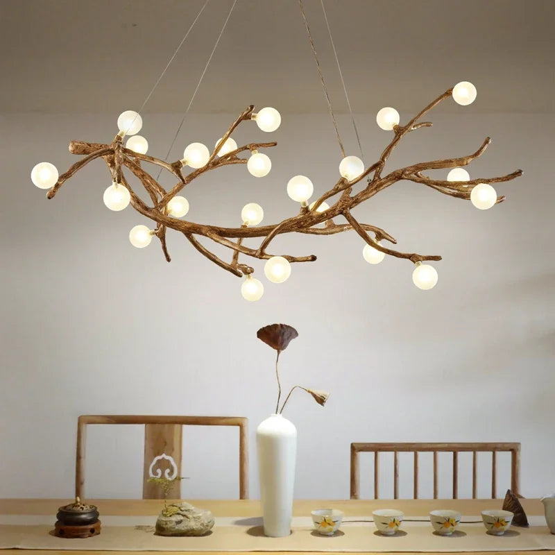 lustre vintage en résine branches d'arbres pour décoration intérieure