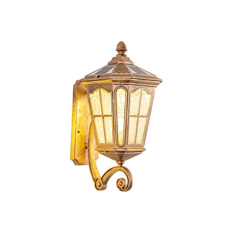 Applique murale lanterne solaire vintage en verre, une lumière
