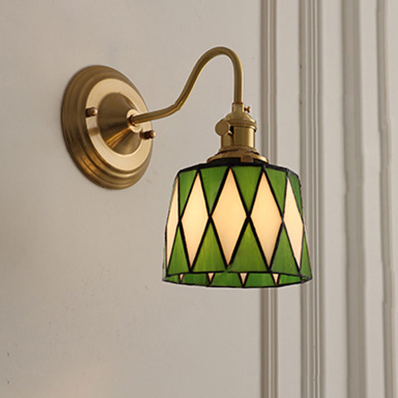 Applique murale vintage Tiffany en verre et laiton, 1 lumière