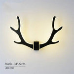 Applique Design Led Rustique Bois Naturel Cerf Noir Murale Chambre