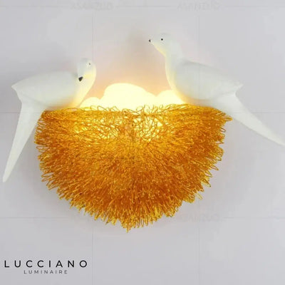 Aplique de Pared Naranja Infantil con Pájaro