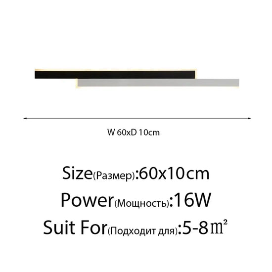 Applique Murale À Design Minimaliste Contemporain Noir Blanc 60Cm / Lumière Blanche Applique Chambre