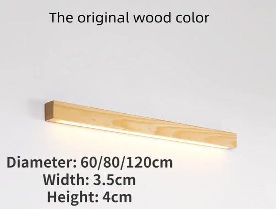 Applique Murale Bois Élégante Minimaliste Scandinave Couleur D’origine / 80Cm Lumière 3