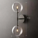 Applique Murale Boule Cristal Design Élégant Double Tête Noire Chambre