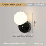 Applique Murale Boule Nordique Design Élégant Lumineux Crème Noir / 3 Température De Couleur Chambre