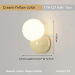 Applique Murale Boule Nordique Design Élégant Lumineux Jaune Crème / 3 Température De Couleur