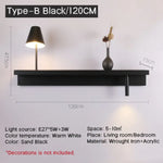 Applique Murale De Luminaire Design Moderne Compact. B-Noir L120Cm Chambre