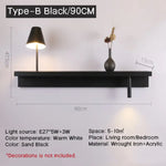 Applique Murale De Luminaire Design Moderne Compact. B-Noir L90Cm Chambre