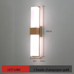 Applique Murale Design Épurée Et Minimaliste Champagne 2 Têtes / Chine Blanc Chaud (2700-3500K)