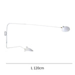 Applique Murale Design Rétro Élégante Articulée Blanc - 120Cm 2 Lampes Chambre