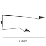 Applique Murale Design Rétro Élégante Articulée Noir - 120Cm 2 Lampes Chambre