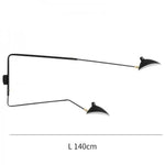 Applique Murale Design Rétro Élégante Articulée Noir - 140Cm 2 Lampes Chambre