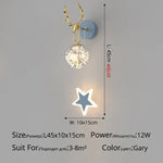 Applique Murale Élégante Design Nordique Luminaire Étoilé B Gris L45X10Cm 12W / Luminosité