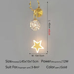 Applique Murale Élégante Design Nordique Luminaire Étoilé B Or L45X10Cm 12W / Blanc Froid