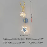 Applique Murale Élégante Design Nordique Luminaire Étoilé D Gris L50X10Cm 12W / 3 Couleurs Sans