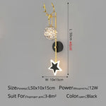 Applique Murale Élégante Design Nordique Luminaire Étoilé D Noir L50X10Cm 12W / Luminosité