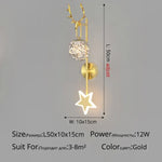 Applique Murale Élégante Design Nordique Luminaire Étoilé D Or L50X10Cm 12W / Luminosité