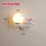 Applique Murale Enfant: Conte Magique Enchanteur Cheval Rose À Droite 1 / Lumière Chaude Chambre