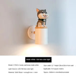 Applique Murale Led Adorable Chat Mignon Chien Gris-Blanc Chambre