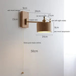 Applique Murale Led Bois Brut Design Scandinave Élégant Interrupteur À Chaîne 3 Chambre