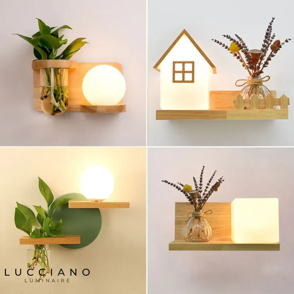 Applique Murale Led Bois Déco Nature Scandinave Chambre