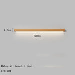 Applique Murale Led Bois Naturel Élégant. 100 Cm / 3 Modifiable Chambre