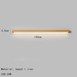 Applique Murale Led Bois Naturel Élégant. 120 Cm / Atténuation Chambre