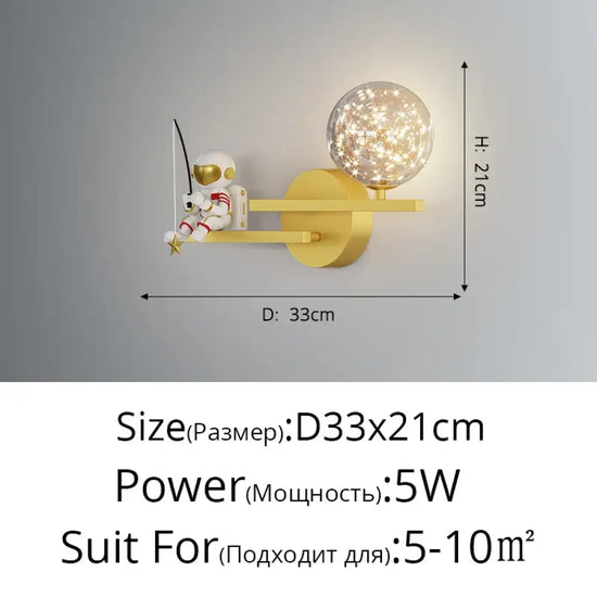 Applique Murale Led Cosmique Design Minimaliste A Or D33X21Cm 5W / 3 Couleurs Sans Télécommande