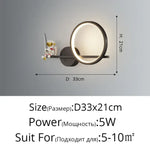 Applique Murale Led Cosmique Design Minimaliste D Noir D33X21Cm 5W / 3 Couleurs Sans Télécommande