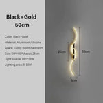 Applique Murale Led Design Contemporain Lumineux. Noir-Or60Cm / Blanc Tricolore Chambre