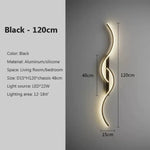 Applique Murale Led Design Contemporain Lumineux. Noir120Cm / Blanc Froid Chambre