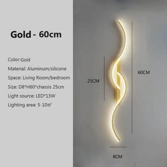 Applique Murale Led Design Contemporain Lumineux. Or60Cm / Blanc Tricolore Chambre