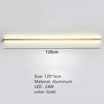 Applique Murale Led Design Contemporain Moderne. 120Cm-Or / Lumière Blanche Chambre